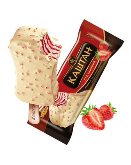 "Каштан" полуничний в білій глазурі 12%, 75г