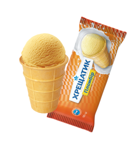 "Хрещатик" пломбір крем-брюле 12% у вафельному стаканчику, 100г