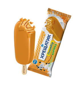 "Хрещатик пломбірна корівка" зі смаком карамелі в глазурі, 75г