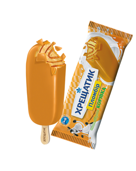 "Хрещатик пломбірна корівка" зі смаком карамелі в глазурі, 75г