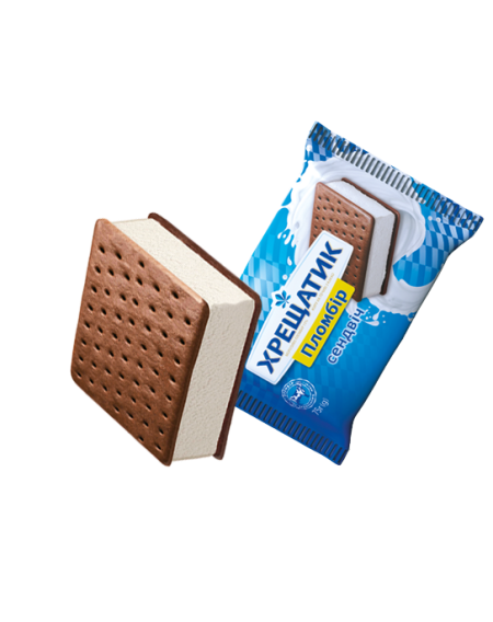 "Хрещатик" пломбір 15% сендвіч на печиві з какао, 75г