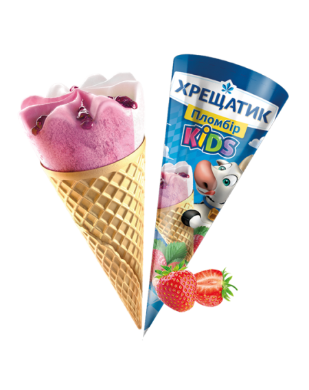 "Хрещатик KIDS" пломбір 12% зі смаком Полуниця-Ваніль, 80г