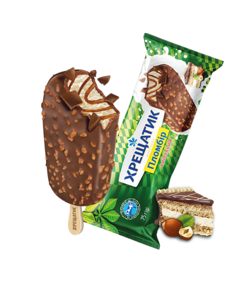 "Хрещатик Київський" пломбір зі смаком лісового горіха в глазурі, 75г